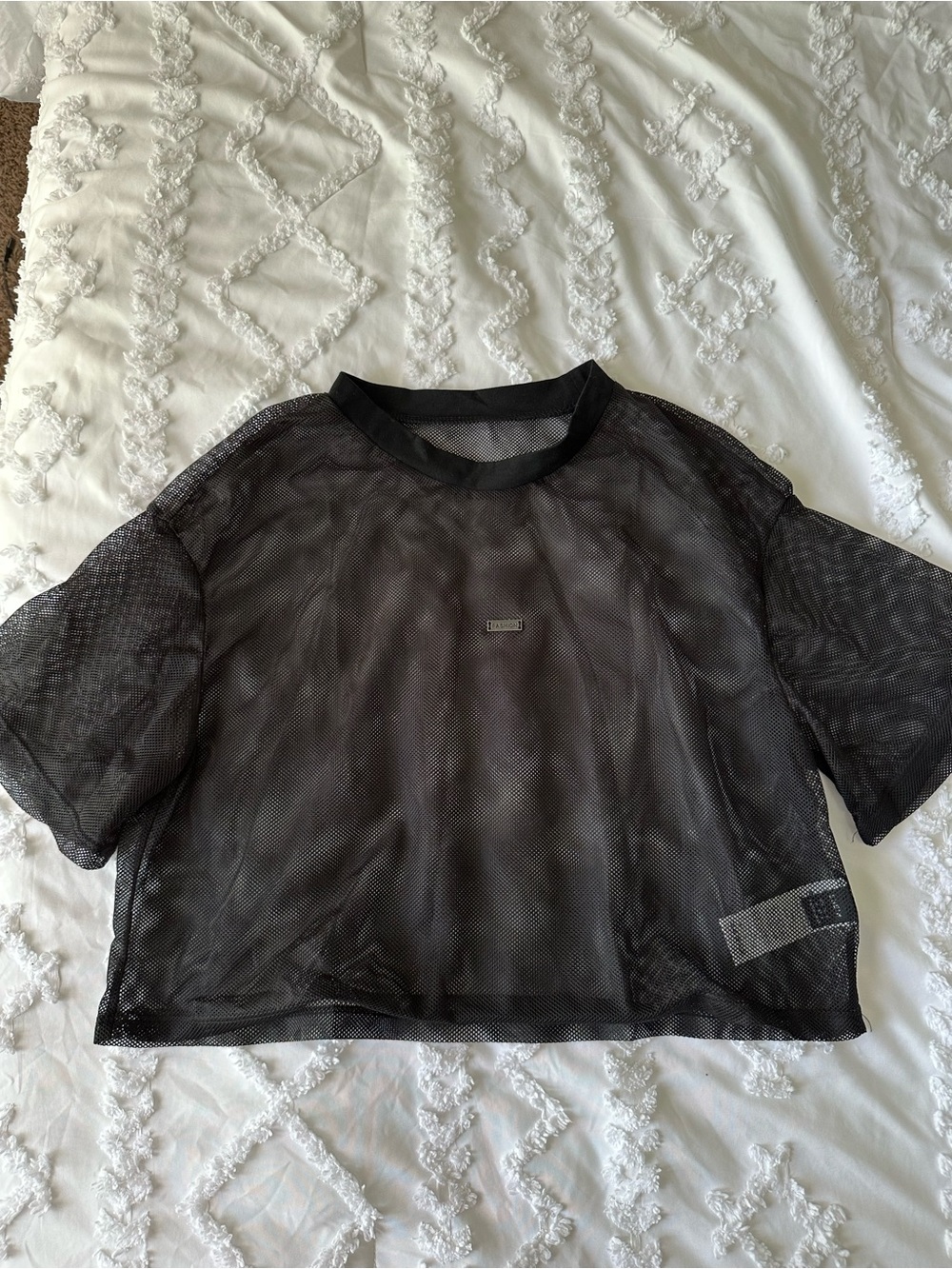 Black mesh cropped jersey